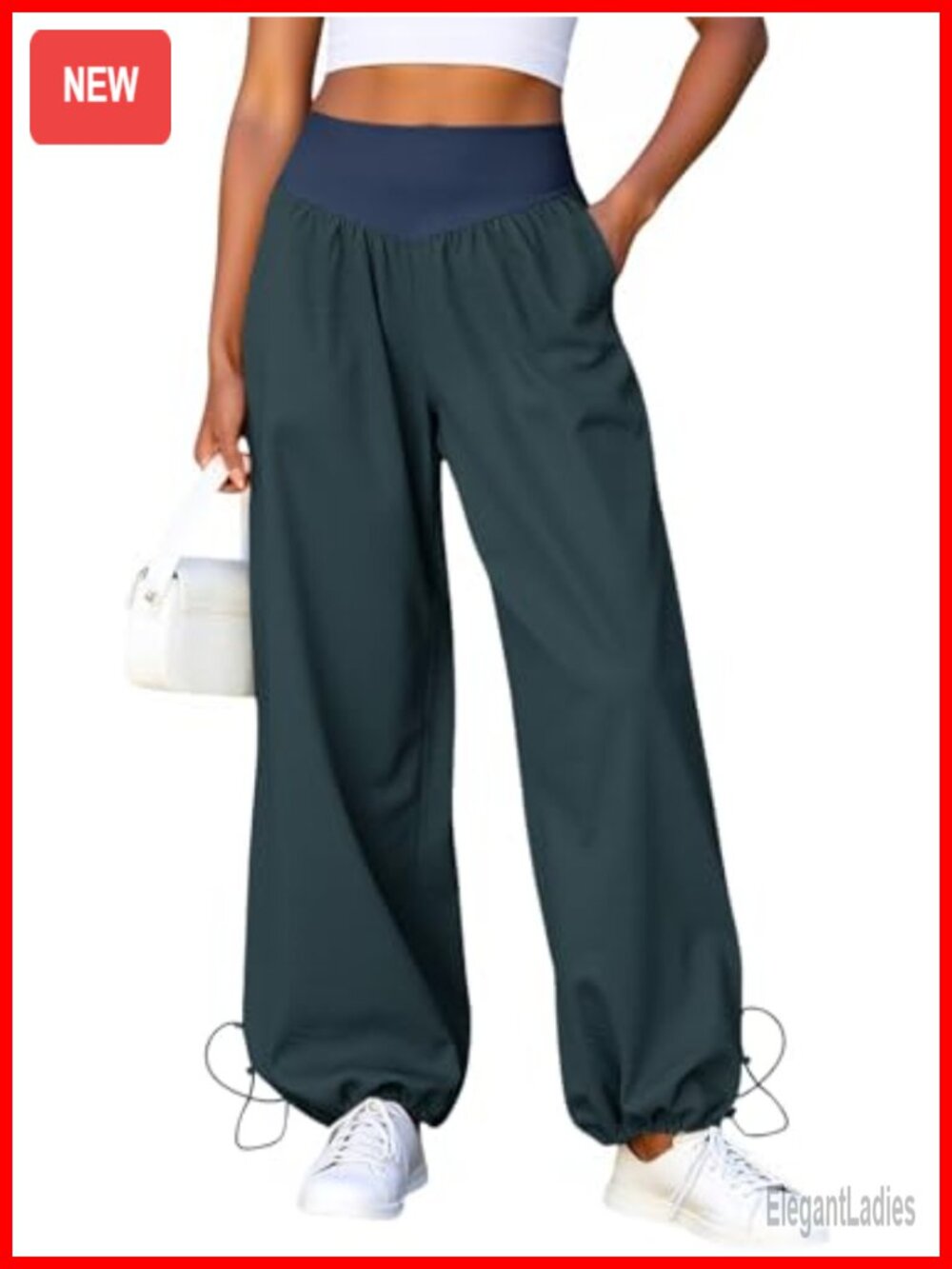 Wide Leg Drawstring High Waist Pleated Trouser Track Pants with Pockets